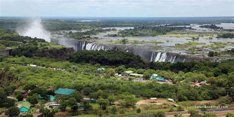 Aerial view of facilities on the Zambian side of Victoria Falls.
