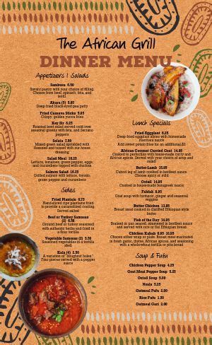 African Food Menu Example