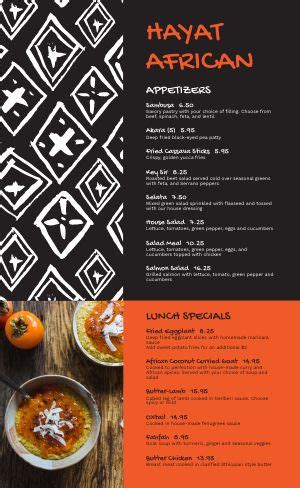 African Restaurant Menu Design