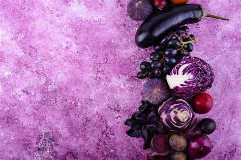 Assortment of purple fruits and vegetables