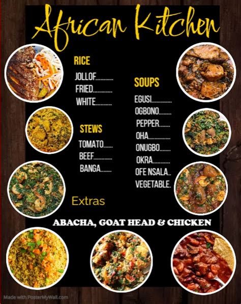 Customizable African Food Menu
