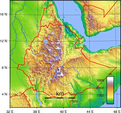 Ethiopia Topography Map