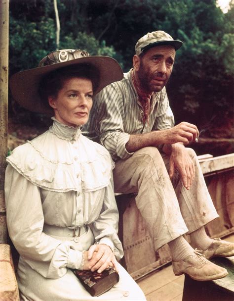 Humphrey Bogart and Katharine Hepburn on the set of The African Queen
