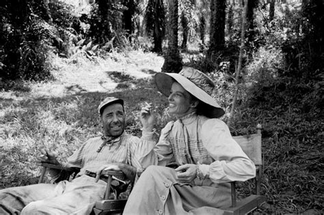 Katharine Hepburn on location in Africa for the filming of The African Queen