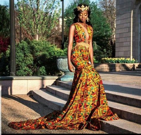 Kente Cloth African Print Prom Dress