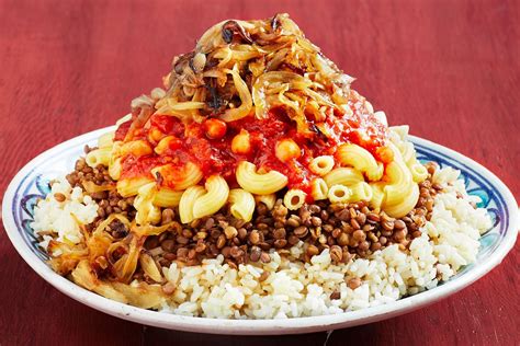 Koshari is made with macaroni-like pasta