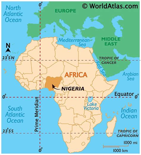 Location of Nigeria in Africa