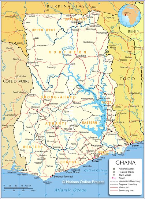 Map of Ghana's Regions