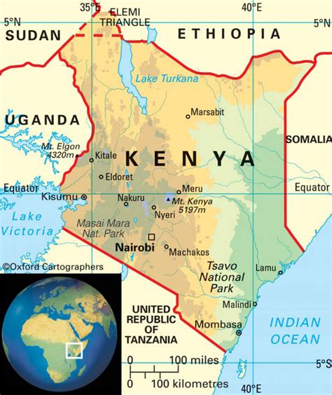 Map of Kenya with Kisumu highlighted