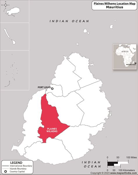 Map of Mauritius highlighting Plaine Wilhems