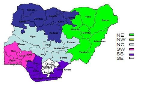 Map of Nigeria showing Yoruba region