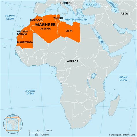 Map of the Maghreb region
