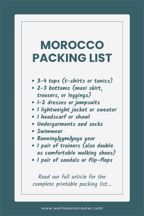 Packing for Morocco