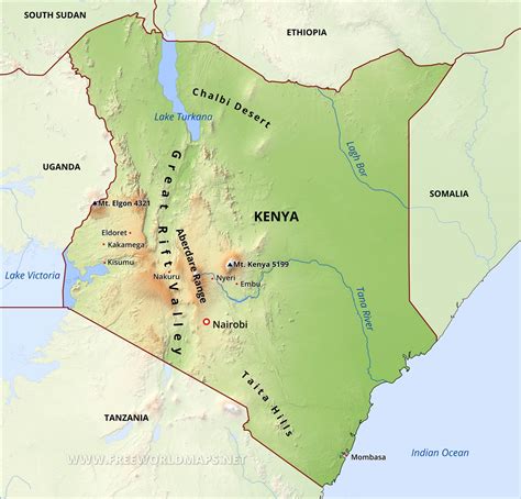 Physical Map of Kenya