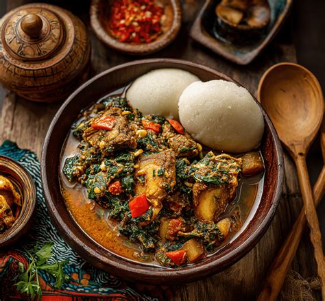 Serving Efo Riro with Eba